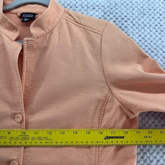 Eileen Fisher Jacket Womens S Orange Cotton Textured Lightweight Button Front - Picture 10 of 13
